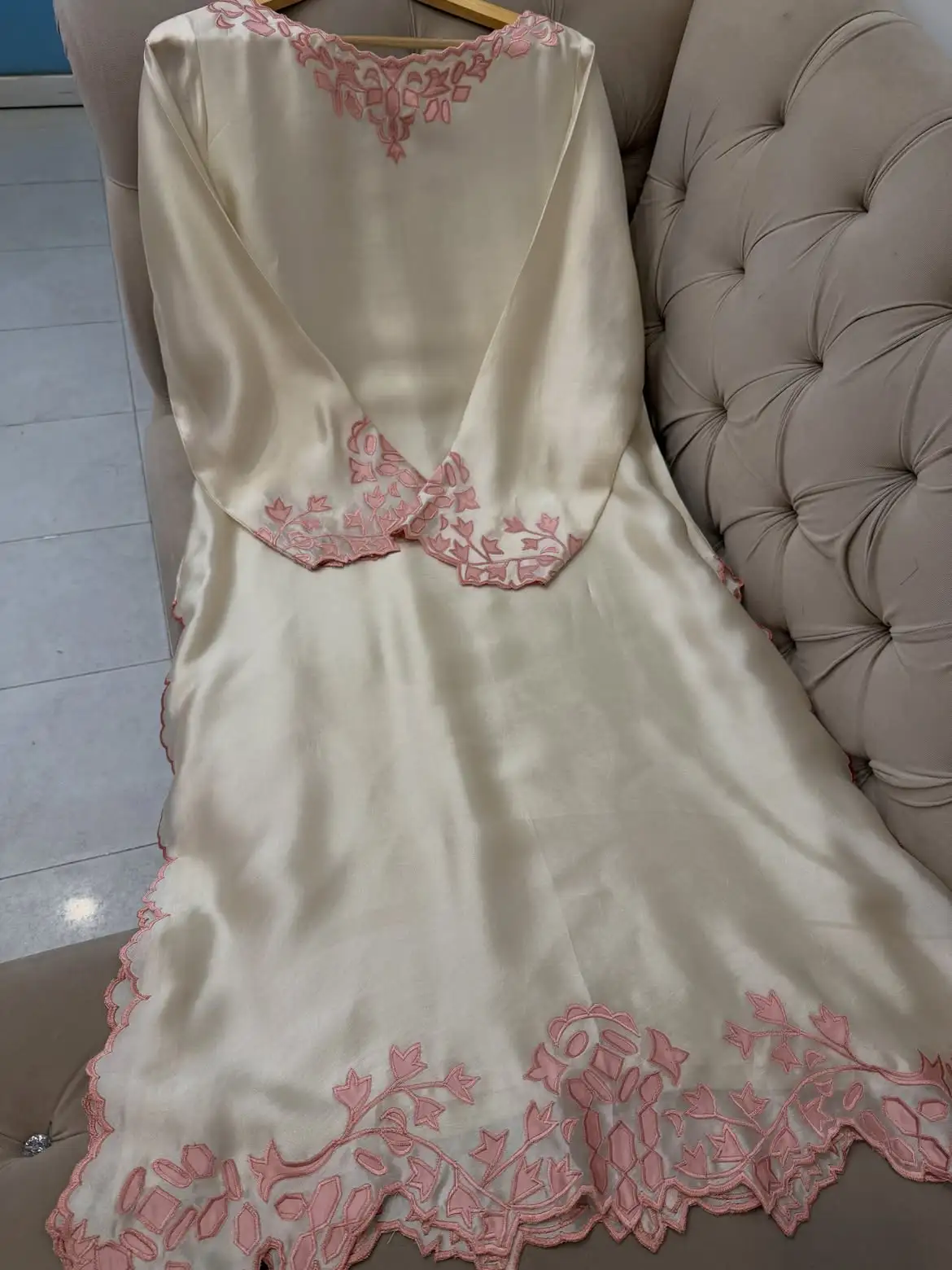 Rose ivory pink embroidered dress.