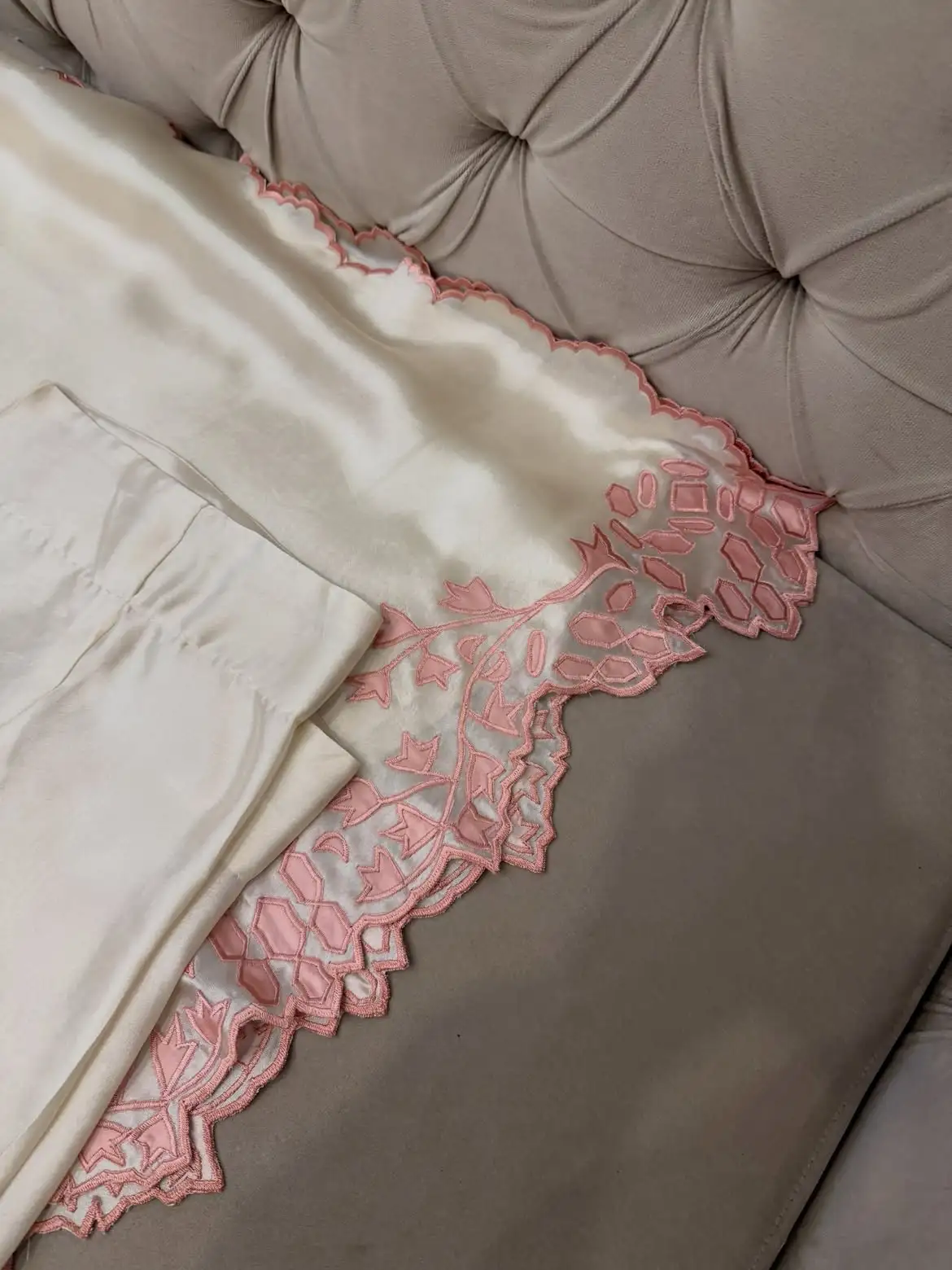 Rose ivory pink embroidered dress.