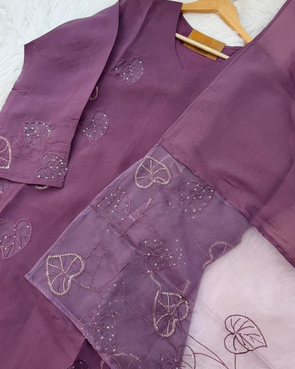 Royal plum cutwork embroidered 3pc set
