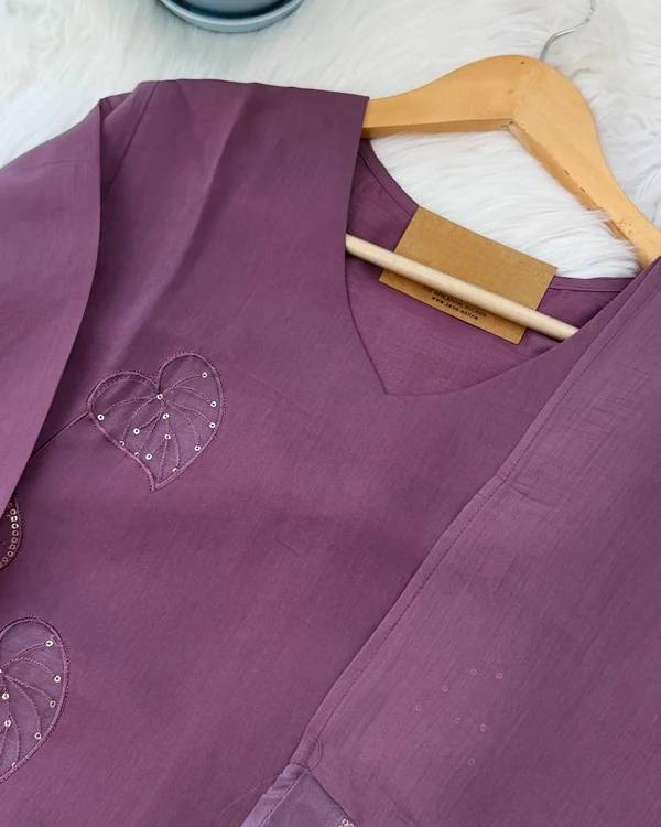 Royal plum cutwork embroidered 3pc set