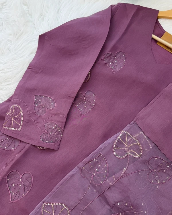 Royal plum cutwork embroidered 3pc set
